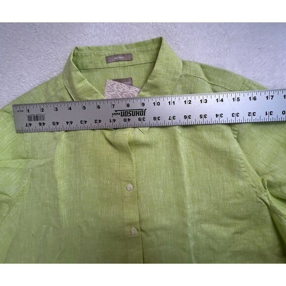 Chico's Womens Lime No-Iron Linen Roll-Tab Sleeve Button-Up Shirt Size 3 New $89 - Picture 5 of 7